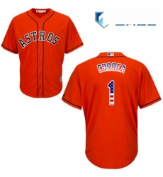 Mens Majestic Houston Astros 1 Carlos Correa Replica Orange USA Flag Fashion MLB Jersey Mens Majestic Houston Astros 1 Carlos Correa Replica Orange USA Flag Fashion MLB Jersey