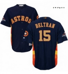Mens Majestic Houston Astros 15 Carlos Beltran Replica Navy Blue Alternate 2018 Gold Program Cool Base MLB Jersey Mens Majestic Houston Astros 15 Carlos Beltran Replica Navy Blue Alternate 2018 Gold Program Cool Base MLB Jersey