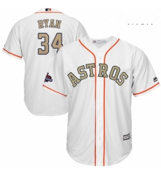 Mens Majestic Houston Astros 34 Nolan Ryan Replica White 2018 Gold Program Cool Base MLB Jersey Mens Majestic Houston Astros 34 Nolan Ryan Replica White 2018 Gold Program Cool Base MLB Jersey