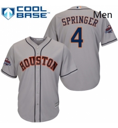 Mens Majestic Houston Astros 4 George Springer Replica Grey Road 2017 World Series Champions Cool Base MLB Jersey Mens Majestic Houston Astros 4 George Springer Replica Grey Road 2017 World Series Champions Cool Base MLB Jersey
