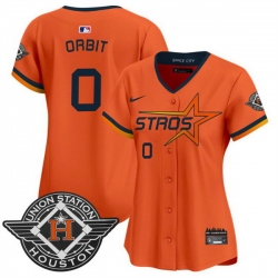 Women Houston Astros 0 Orbit Orange 2025 City Connect Limited Stitched Baseball Jersey