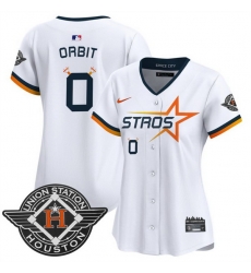 Women Houston Astros 0 Orbit White 2025 City Connect Limited Stitched Baseball Jersey