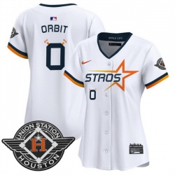 Women Houston Astros 0 Orbit White 2025 City Connect Limited Stitched Baseball Jersey