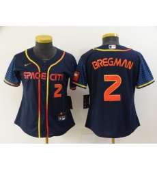 Women Houston Astros 2 Alex Bregman 2022 Navy City Connect Stitched Jerseys
