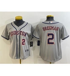 Women Houston Astros 2 Alex Bregman Gray Cool Base Stitched Baseball Jersey Women Houston Astros 2 Alex Bregman Gray Cool Base Stitched Baseball Jersey
