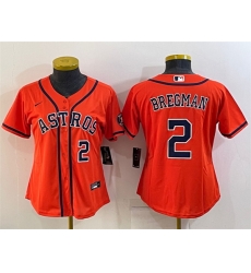 Women Houston Astros 2 Alex Bregman Orange With Patch Cool Base Stitched Baseball Jersey Women Houston Astros 2 Alex Bregman Orange With Patch Cool Base Stitched Baseball Jersey