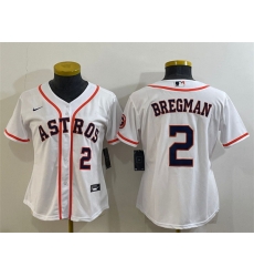 Women Houston Astros 2 Alex Bregman White With Patch Cool Base Stitched Baseball Jersey Women Houston Astros 2 Alex Bregman White With Patch Cool Base Stitched Baseball Jersey
