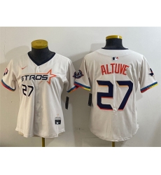 Women Houston Astros 27 Jose Altuve Cream 2025 City Connect With Texas Patch Limited Stitched Baseball Jersey Women Houston Astros 27 Jose Altuve Cream 2025 City Connect With Texas Patch Limited Stitched Baseball Jersey