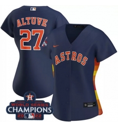 Women Houston Astros 27 Jose Altuve Navy 2022 World Series Champions Cool Base Stitched Baseball Jersey Women Houston Astros 27 Jose Altuve Navy 2022 World Series Champions Cool Base Stitched Baseball Jersey