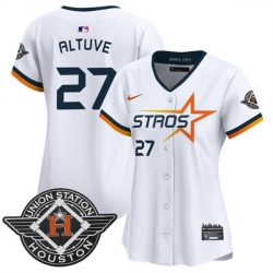 Women Houston Astros 27 Jose Altuve White 2025 City Connect Limited Stitched Baseball Jersey
