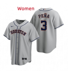 Women Houston Astros 3 Jeremy Pena Grey Stitched Jersey Women Houston Astros 3 Jeremy Pena Grey Stitched Jersey