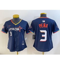 Women Houston Astros 3 Jeremy Pena Navy 2025 City Connect With Texas Patch Limited Stitched Baseball Jersey Women Houston Astros 3 Jeremy Pena Navy 2025 City Connect With Texas Patch Limited Stitched Baseball Jersey