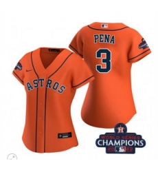 Women Houston Astros 3 Jeremy Pena Orange 2022 World Series Champions Stitched Baseball Jersey Women Houston Astros 3 Jeremy Pena Orange 2022 World Series Champions Stitched Baseball Jersey