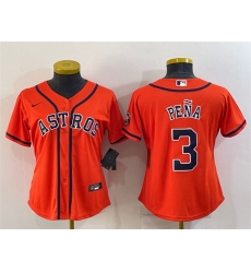 Women Houston Astros 3 Jeremy Pena Orange With Patch Cool Base Stitched Baseball Jersey Women Houston Astros 3 Jeremy Pena Orange With Patch Cool Base Stitched Baseball Jersey