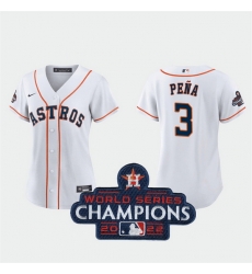 Women Houston Astros 3 Jeremy Pena White 2022 World Series Champions Stitched Baseball Jersey Women Houston Astros 3 Jeremy Pena White 2022 World Series Champions Stitched Baseball Jersey
