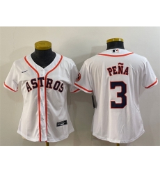 Women Houston Astros 3 Jeremy Pena White With Patch Cool Base Stitched Baseball Jersey Women Houston Astros 3 Jeremy Pena White With Patch Cool Base Stitched Baseball Jersey