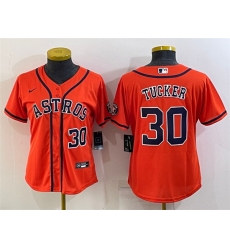 Women Houston Astros 30 Kyle Tucker Orange With Patch Cool Base Stitched Baseball Jerseys Women Houston Astros 30 Kyle Tucker Orange With Patch Cool Base Stitched Baseball Jerseys