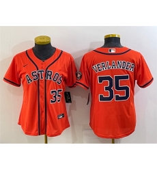 Women Houston Astros 35 Justin Verlander Orange With Patch Cool Base Stitched Baseball Jerseys Women Houston Astros 35 Justin Verlander Orange With Patch Cool Base Stitched Baseball Jerseys