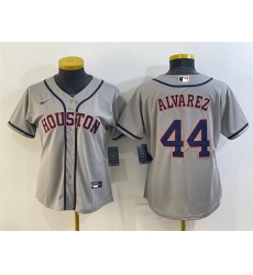 Women Houston Astros 44 Yordan Alvarez Gray Cool Base Stitched Baseball Jersey Women Houston Astros 44 Yordan Alvarez Gray Cool Base Stitched Baseball Jersey
