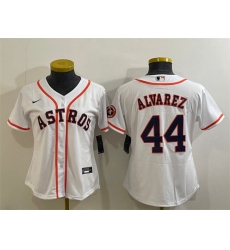Women Houston Astros 44 Yordan Alvarez White With Patch Cool Base Stitched Baseball JerseyS Women Houston Astros 44 Yordan Alvarez White With Patch Cool Base Stitched Baseball JerseyS
