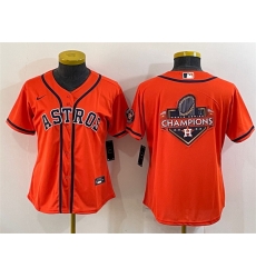 Women Houston Astros Orange 2022 World Series Champions Team Big Logo With Patch Cool Base Stitched Baseball Jersey Women Houston Astros Orange 2022 World Series Champions Team Big Logo With Patch Cool Base Stitched Baseball Jersey