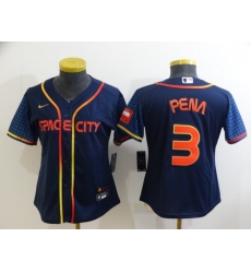 Women's Houston Astros #3 Jeremy Pena 2022 Navy Blue City Connect Flex Base Stitched Baseball Jersey Women's Houston Astros #3 Jeremy Pena 2022 Navy Blue City Connect Flex Base Stitched Baseball Jersey