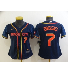 Women's Houston Astros #7 Craig Biggio Number 2022 Navy Blue City Connect Cool Base Stitched Jersey Women's Houston Astros #7 Craig Biggio Number 2022 Navy Blue City Connect Cool Base Stitched Jersey