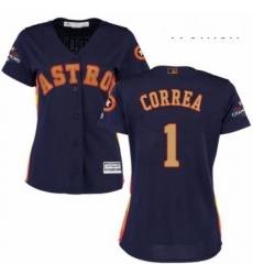 Womens Majestic Houston Astros 1 Carlos Correa Authentic Navy Blue Alternate 2018 Gold Program Cool Base MLB Jersey Womens Majestic Houston Astros 1 Carlos Correa Authentic Navy Blue Alternate 2018 Gold Program Cool Base MLB Jersey