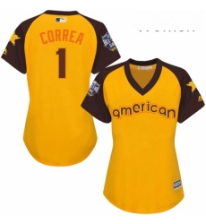 Womens Majestic Houston Astros 1 Carlos Correa Authentic Yellow 2016 All Star American League BP Cool Base MLB Jersey Womens Majestic Houston Astros 1 Carlos Correa Authentic Yellow 2016 All Star American League BP Cool Base MLB Jersey