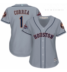 Womens Majestic Houston Astros 1 Carlos Correa Replica Grey Road 2017 World Series Champions Cool Base MLB Jersey Womens Majestic Houston Astros 1 Carlos Correa Replica Grey Road 2017 World Series Champions Cool Base MLB Jersey