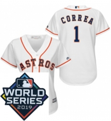 Womens Majestic Houston Astros 1 Carlos Correa White Home Cool Base Sitched 2019 World Series Patch Jersey Womens Majestic Houston Astros 1 Carlos Correa White Home Cool Base Sitched 2019 World Series Patch Jersey