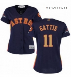 Womens Majestic Houston Astros 11 Evan Gattis Authentic Navy Blue Alternate 2018 Gold Program Cool Base MLB Jersey Womens Majestic Houston Astros 11 Evan Gattis Authentic Navy Blue Alternate 2018 Gold Program Cool Base MLB Jersey