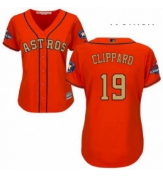 Womens Majestic Houston Astros 19 Tyler Clippard Authentic Orange Alternate 2018 Gold Program Cool Base MLB Jersey Womens Majestic Houston Astros 19 Tyler Clippard Authentic Orange Alternate 2018 Gold Program Cool Base MLB Jersey
