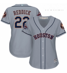 Womens Majestic Houston Astros 22 Josh Reddick Authentic Grey Road 2017 World Series Champions Cool Base MLB Jersey Womens Majestic Houston Astros 22 Josh Reddick Authentic Grey Road 2017 World Series Champions Cool Base MLB Jersey