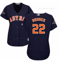 Womens Majestic Houston Astros 22 Josh Reddick Authentic Navy Blue Alternate 2017 World Series Champions Cool Base MLB Jersey Womens Majestic Houston Astros 22 Josh Reddick Authentic Navy Blue Alternate 2017 World Series Champions Cool Base MLB Jersey