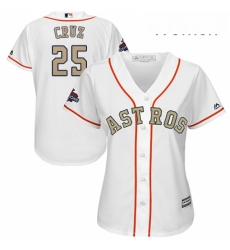 Womens Majestic Houston Astros 25 Jose Cruz Jr Authentic White 2018 Gold Program Cool Base MLB Jersey Womens Majestic Houston Astros 25 Jose Cruz Jr Authentic White 2018 Gold Program Cool Base MLB Jersey