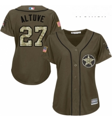 Womens Majestic Houston Astros 27 Jose Altuve Replica Green Salute to Service MLB Jersey Womens Majestic Houston Astros 27 Jose Altuve Replica Green Salute to Service MLB Jersey
