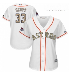 Womens Majestic Houston Astros 33 Mike Scott Authentic White 2018 Gold Program Cool Base MLB Jersey Womens Majestic Houston Astros 33 Mike Scott Authentic White 2018 Gold Program Cool Base MLB Jersey