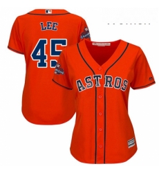 Womens Majestic Houston Astros 45 Carlos Lee Authentic Orange Alternate 2017 World Series Champions Cool Base MLB Jersey Womens Majestic Houston Astros 45 Carlos Lee Authentic Orange Alternate 2017 World Series Champions Cool Base MLB Jersey
