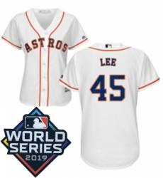 Womens Majestic Houston Astros 45 Carlos Lee White Home Cool Base Sitched 2019 World Series Patch Jersey Womens Majestic Houston Astros 45 Carlos Lee White Home Cool Base Sitched 2019 World Series Patch Jersey