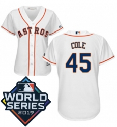 Womens Majestic Houston Astros 45 Gerrit Cole White Home Cool Base Sitched 2019 World Series Patch jersey Womens Majestic Houston Astros 45 Gerrit Cole White Home Cool Base Sitched 2019 World Series Patch jersey