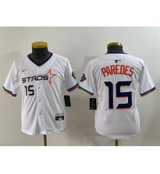 Youth Houston Astros 15 Isaac Paredes White 2025 City Connect Limited Stitched Baseball Jersey