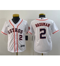 Youth Houston Astros 2 Alex Bregman White With Patch Cool Base Stitched Jersey Youth Houston Astros 2 Alex Bregman White With Patch Cool Base Stitched Jersey
