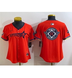 Youth Houston Astros Team Big Logo Orange 2025 City Connect With Texas Patch Limited Stitched Baseball Jersey 001