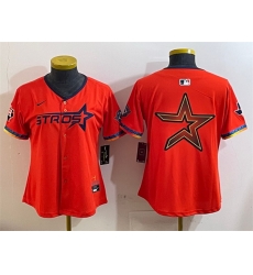 Youth Houston Astros Team Big Logo Orange 2025 City Connect With Texas Patch Limited Stitched Baseball Jersey 003