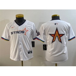 Youth Houston Astros Team Big Logo White 2025 City Connect Limited Stitched Baseball Jersey 002