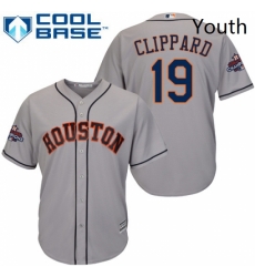 Youth Majestic Houston Astros 19 Tyler Clippard Replica Grey Road 2017 World Series Champions Cool Base MLB Jersey Youth Majestic Houston Astros 19 Tyler Clippard Replica Grey Road 2017 World Series Champions Cool Base MLB Jersey