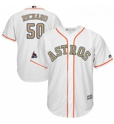 Youth Majestic Houston Astros 50 JR Richard Authentic White 2018 Gold Program Cool Base MLB Jersey Youth Majestic Houston Astros 50 JR Richard Authentic White 2018 Gold Program Cool Base MLB Jersey