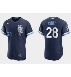 Men Kansas City Royals 28 Kyle Isbel Navy City Connect Flex Base Stitched MLB Jersey Men Kansas City Royals 28 Kyle Isbel Navy City Connect Flex Base Stitched MLB Jersey