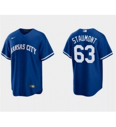 Men Kansas City Royals 63 Josh Staumont Royal Cool Base Stitched Baseball Jersey Men Kansas City Royals 63 Josh Staumont Royal Cool Base Stitched Baseball Jersey